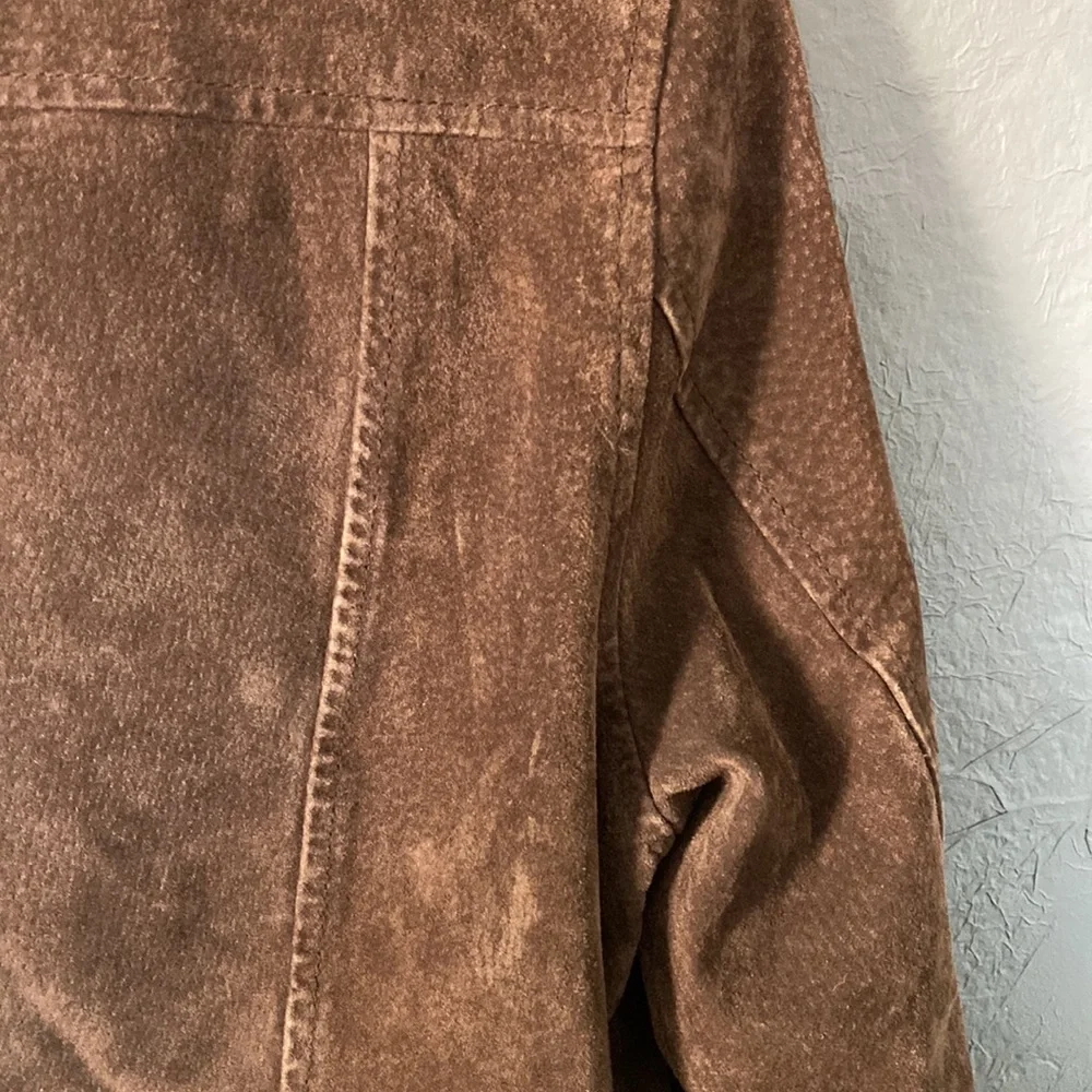 Coldwater Creek Brown Leather Zip Front Jacket Faux Fur Collar and Cuffs - Picture 8 of 12